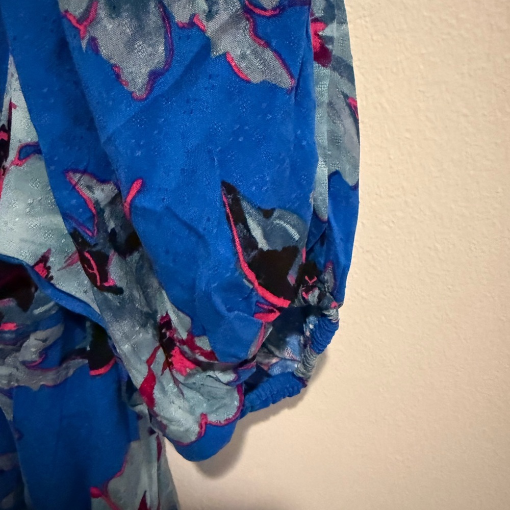 Excellent Band Of The Free Soria Floral Mini Boho Dress Lapis Blue Slate M - Picture 8 of 8
